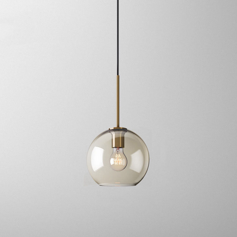 Contemporary Nordic Iron Glass Round Geometric Jar 1-Light Pendant Light For Living Room &amp; Bedroom