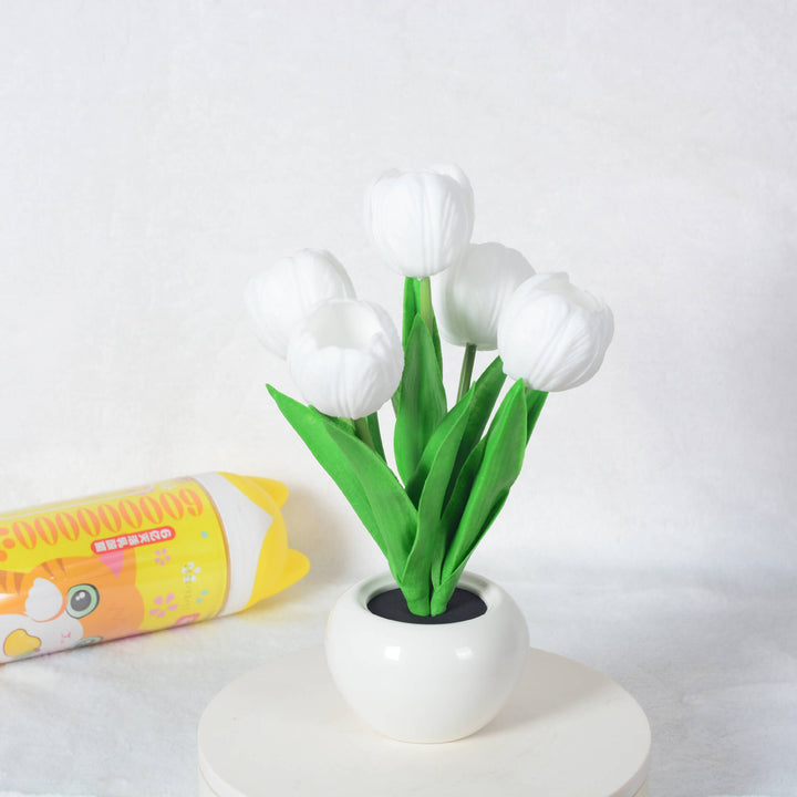 Cloth &amp; Ceramic Night Light, Floral Creative Design for Bedside | Havora Lighting