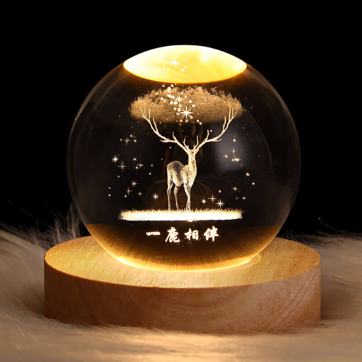 Creative Star System Crystal &amp; Wood Night Light for Kids Bedroom | Havora Designer Lighting