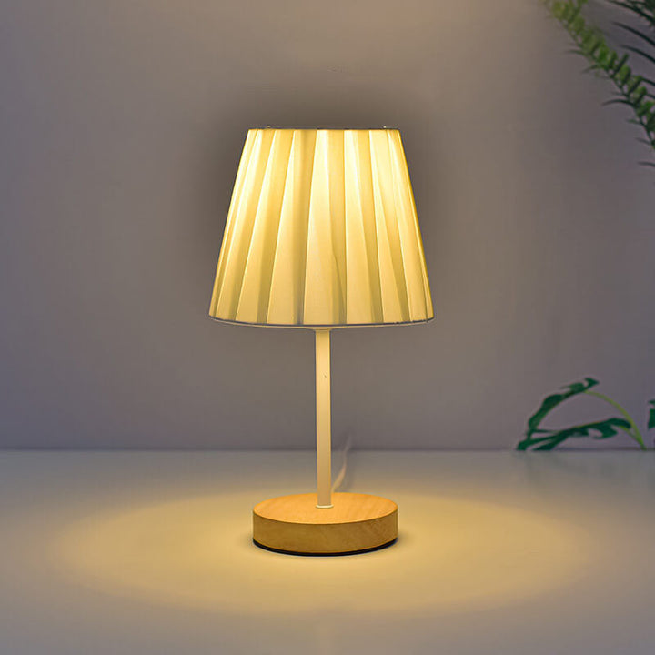 Contemporary Nordic Table Lamp in Solid Wood &amp; Fabric — Living Room Lighting | Havora