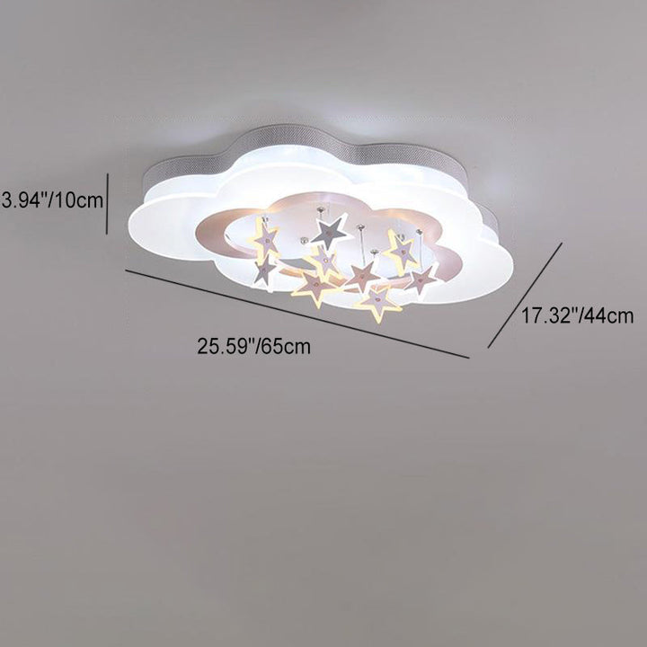 Contemporary Nordic Star Decor Cloud Acrylic Shade LED Kids Flush Mount Ceiling Light For Bedroom