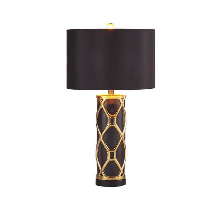 Modern Luxury Ceramic Fabric Round 1-Light Table Lamp for Bedroom