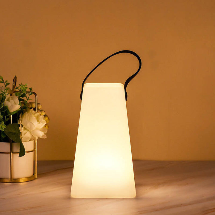 Modern Simplicity PE Plastic Round Square Hand LED Table Lamp For Outdoor Patio