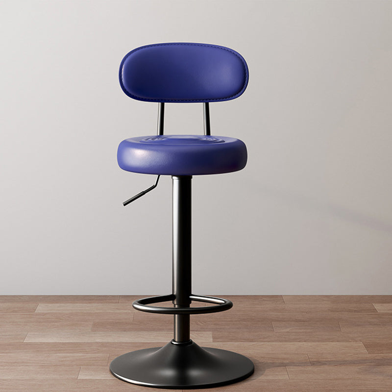 Modern Minimalist Round Upholstered Curved Backrest PU Leather Metal Steel Bar Stool For Dining Room
