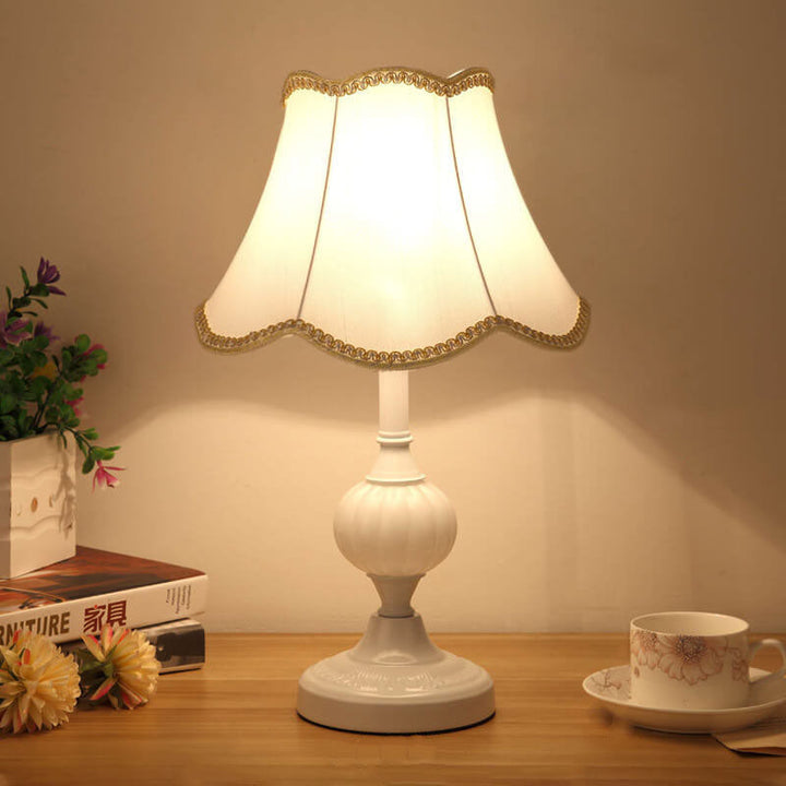 Nordic Vintage Floral Table Lamp in Glass, Iron &amp; Fabric — Bedroom Lighting | Havora