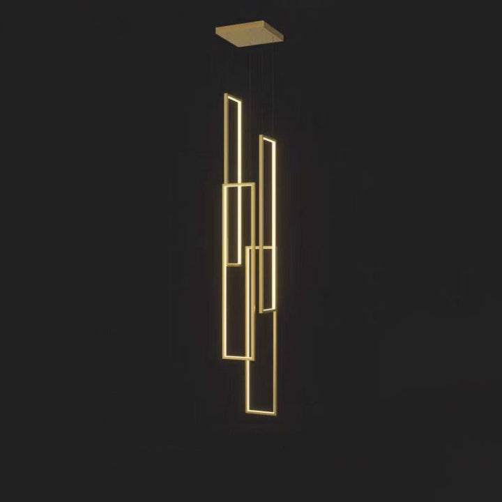 Modern Minimalist Iron Aluminum Silica Rectangular Square Ceiling Plate LED Chandelier For Stairway
