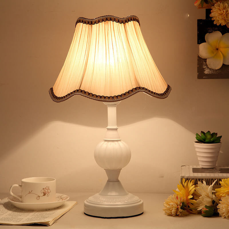 Nordic Vintage Floral Table Lamp in Glass, Iron &amp; Fabric — Bedroom Lighting | Havora