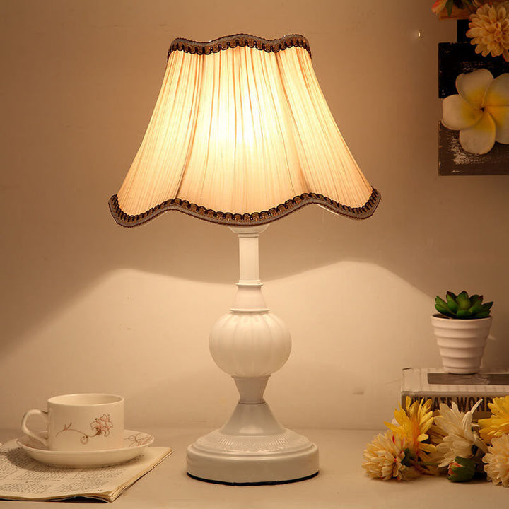 Nordic Vintage Floral Table Lamp in Glass, Iron &amp; Fabric — Bedroom Lighting | Havora
