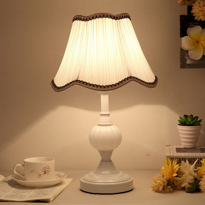 Nordic Vintage Floral Table Lamp in Glass, Iron &amp; Fabric — Bedroom Lighting | Havora