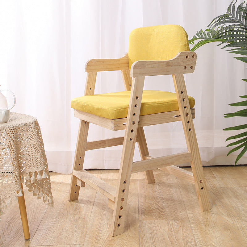 Modern Minimalist Adjustable Solid Pine Wood Cotton Linen Foam Sponge Kids Chair For Bedroom