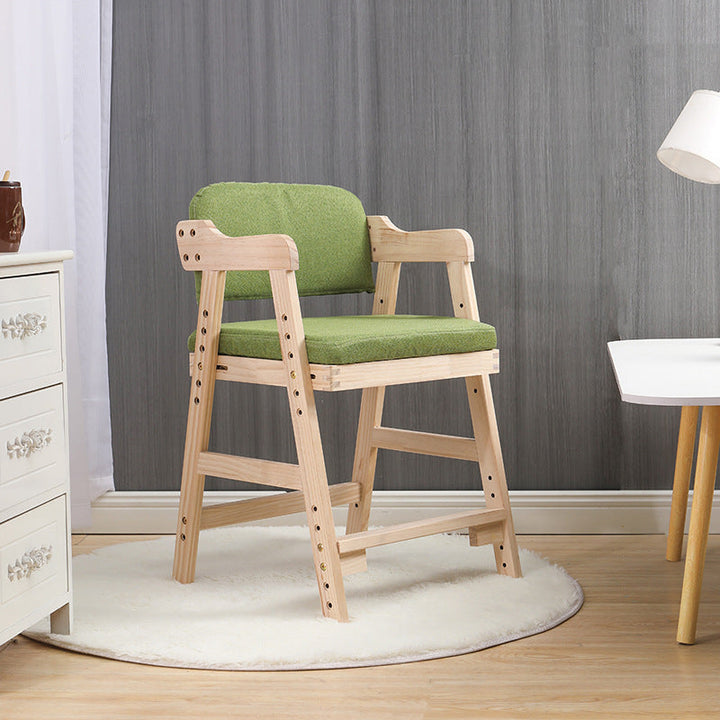 Modern Minimalist Adjustable Solid Pine Wood Cotton Linen Foam Sponge Kids Chair For Bedroom