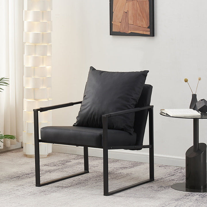Contemporary Scandinavian Square Carbon Steel Faux Nappa Leather Chair Backrest For Living Room