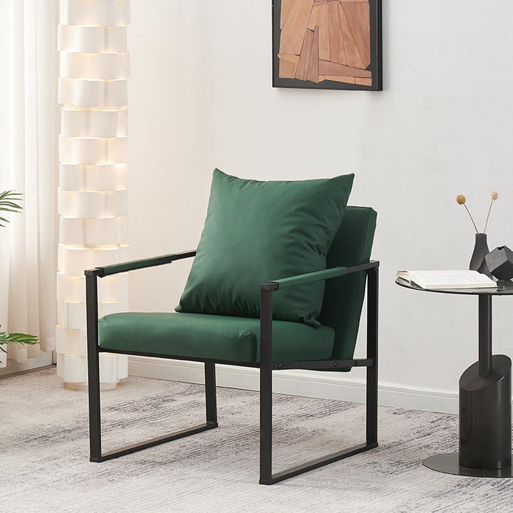 Contemporary Scandinavian Square Carbon Steel Faux Nappa Leather Chair Backrest For Living Room