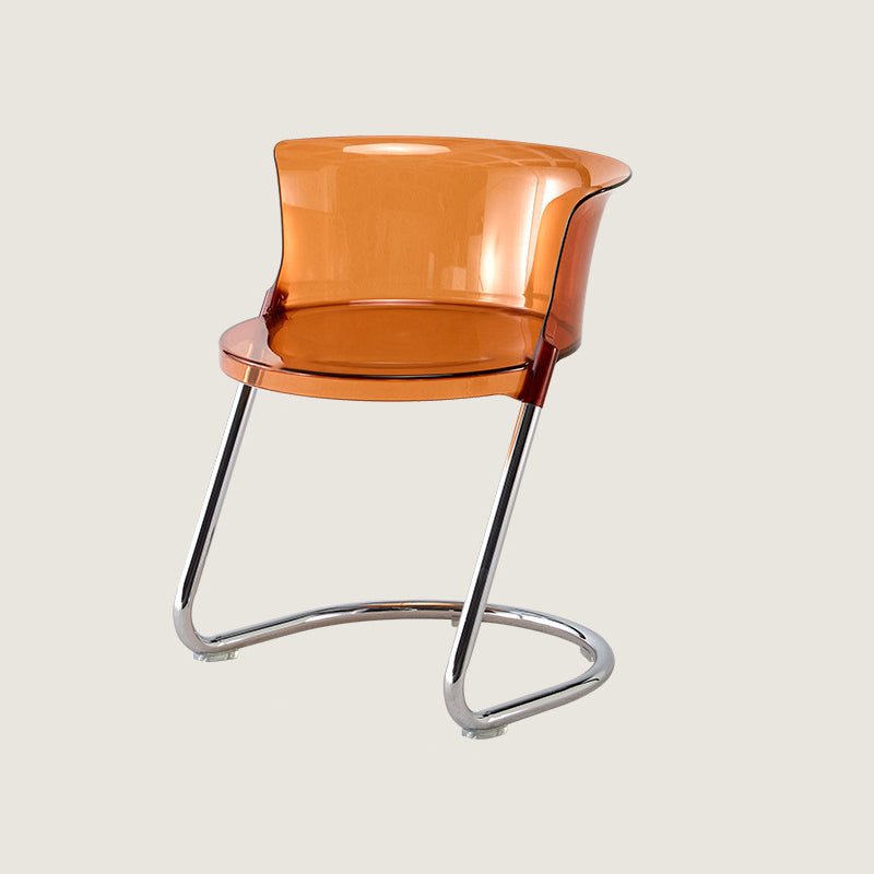 Modern Minimalist Curved PC Iron Dining Chair Backrest Armless For Dining Room