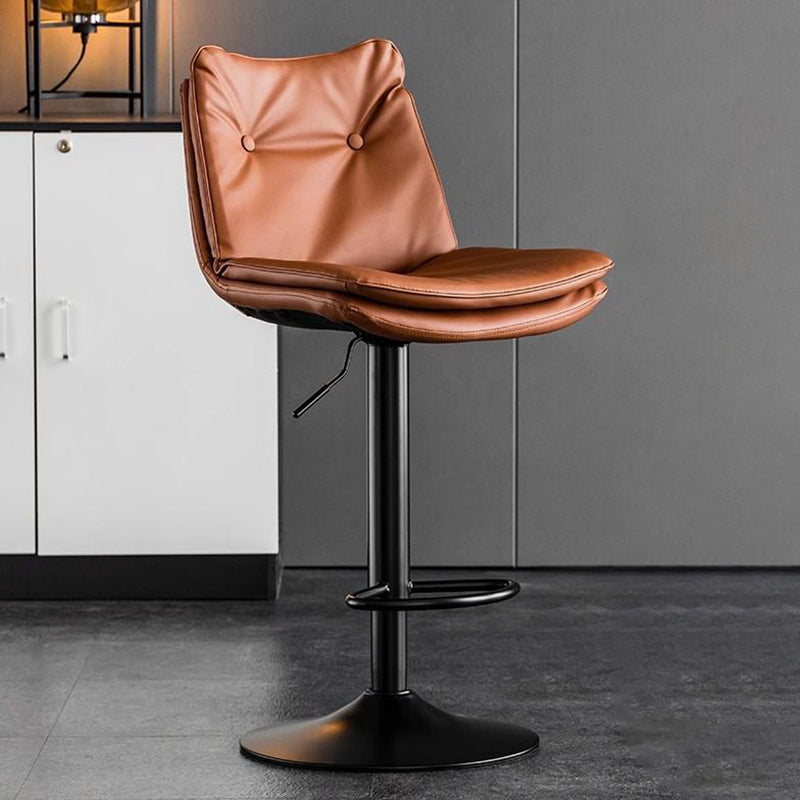 Modern Minimalist Rectangular Faux Nappa Leather Iron Bar Stool Backrest Armless For Dining Room