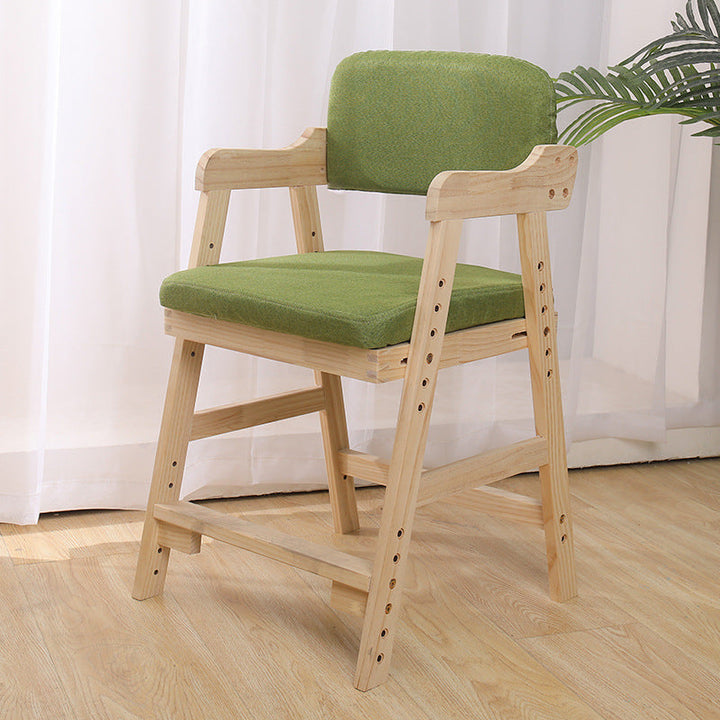 Modern Minimalist Adjustable Solid Pine Wood Cotton Linen Foam Sponge Kids Chair For Bedroom