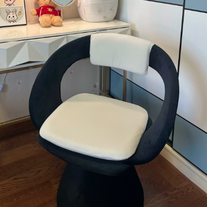 Contemporary Nordic Square Rectangular Velvet Pine Wood Swivel Dining Chair Backrest Armless For Dining Room &amp; Kitchen