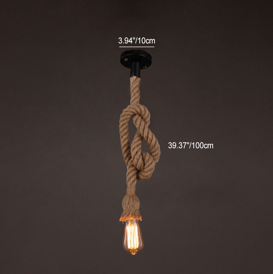 Industrial Hemp Rope Hanging 1/2-Light Pendant Light