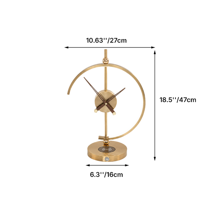 Traditional Vintage Round Clock Aluminum Plastic LED Table Lamp For Living Room