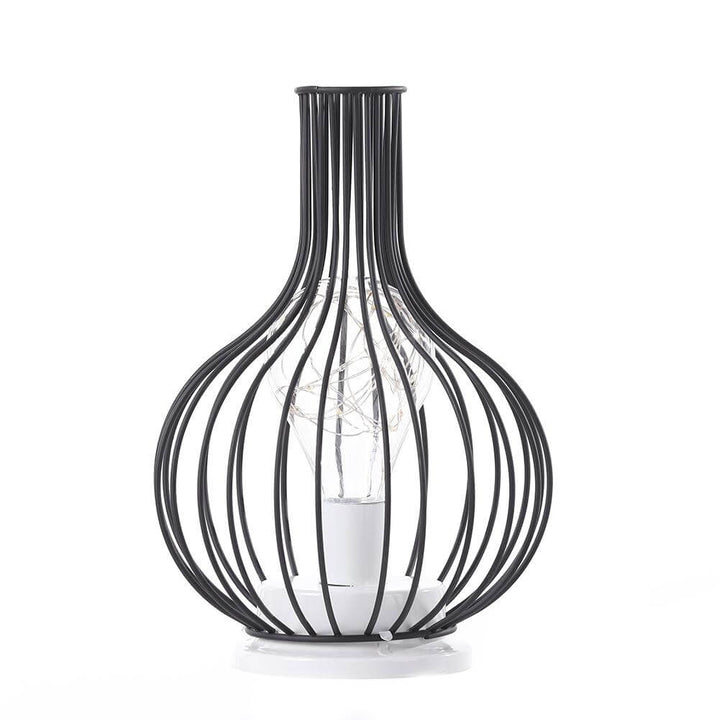 Retro Wrought Iron Wine Bottle Night Light Table Lamp
