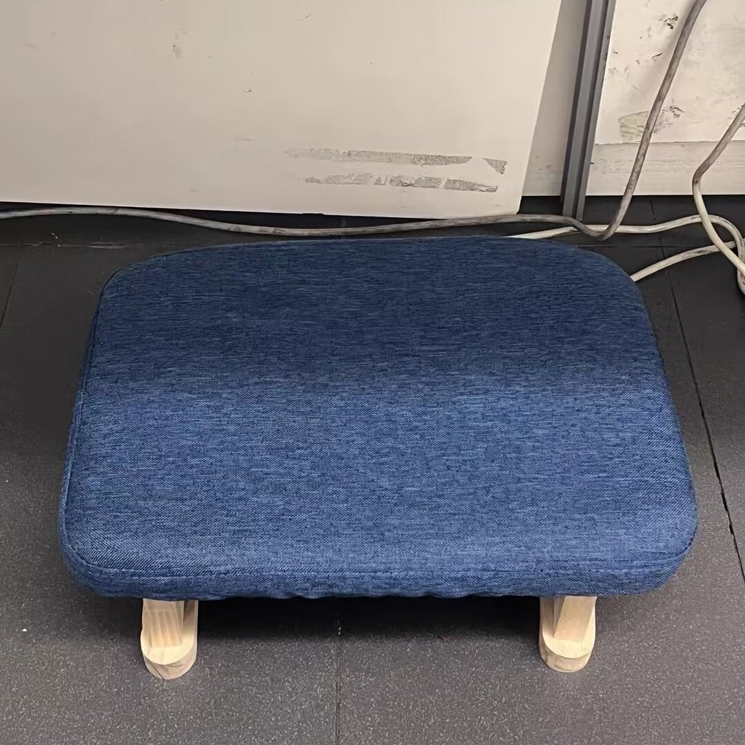 Modern Minimalist Rectangular Cotton And Linen Wood Footstool For Living Room