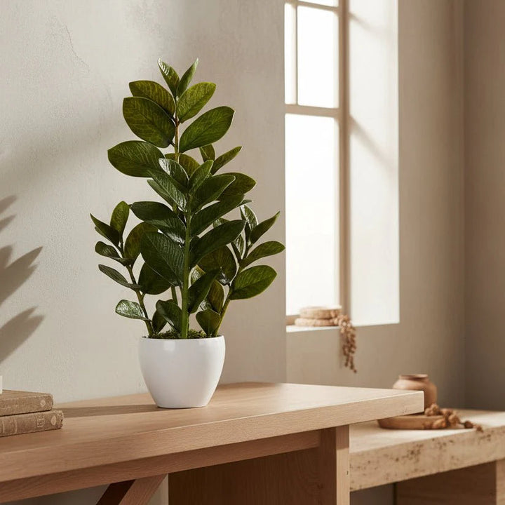 Lush ZZ Plant in Planter - Realistic Faux