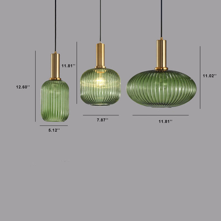 Minimalist Striped Glass Lantern 1-Light Pendant Light